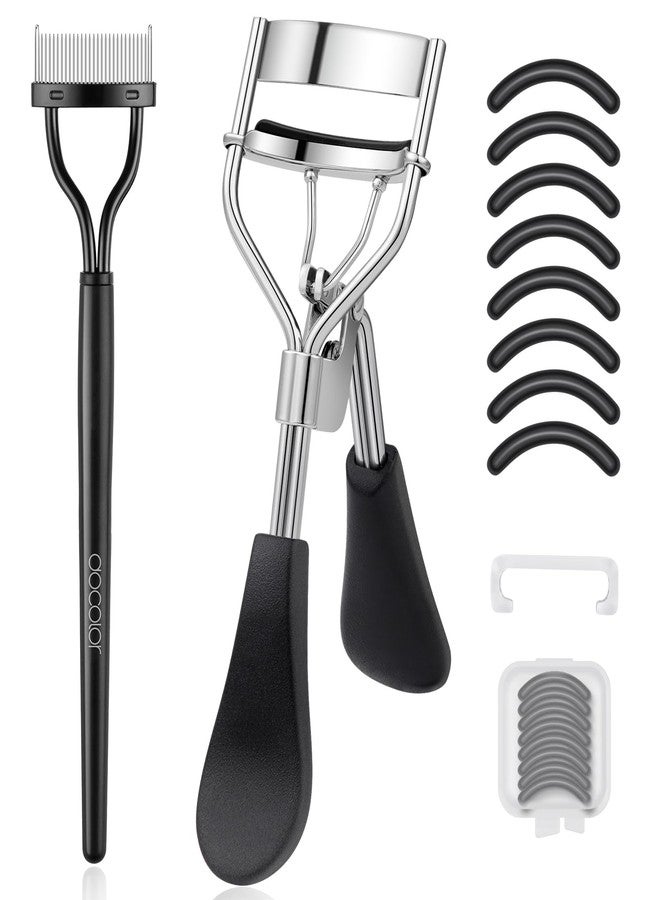 docolor Eyelash Curler with Eyelash Comb, Lash Curler with 8 Pcs Silicone Refill Pads Suitable for All Eye Shapes Curl up to one Day Easy to Operate No Pinching or Pulling Eyelash Eye Makeup Tool - Image 1